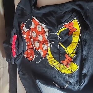 Disney Parks  Minnie Mouse Women’s Medium Black Hoodie Sweatshirt Long Sleeve